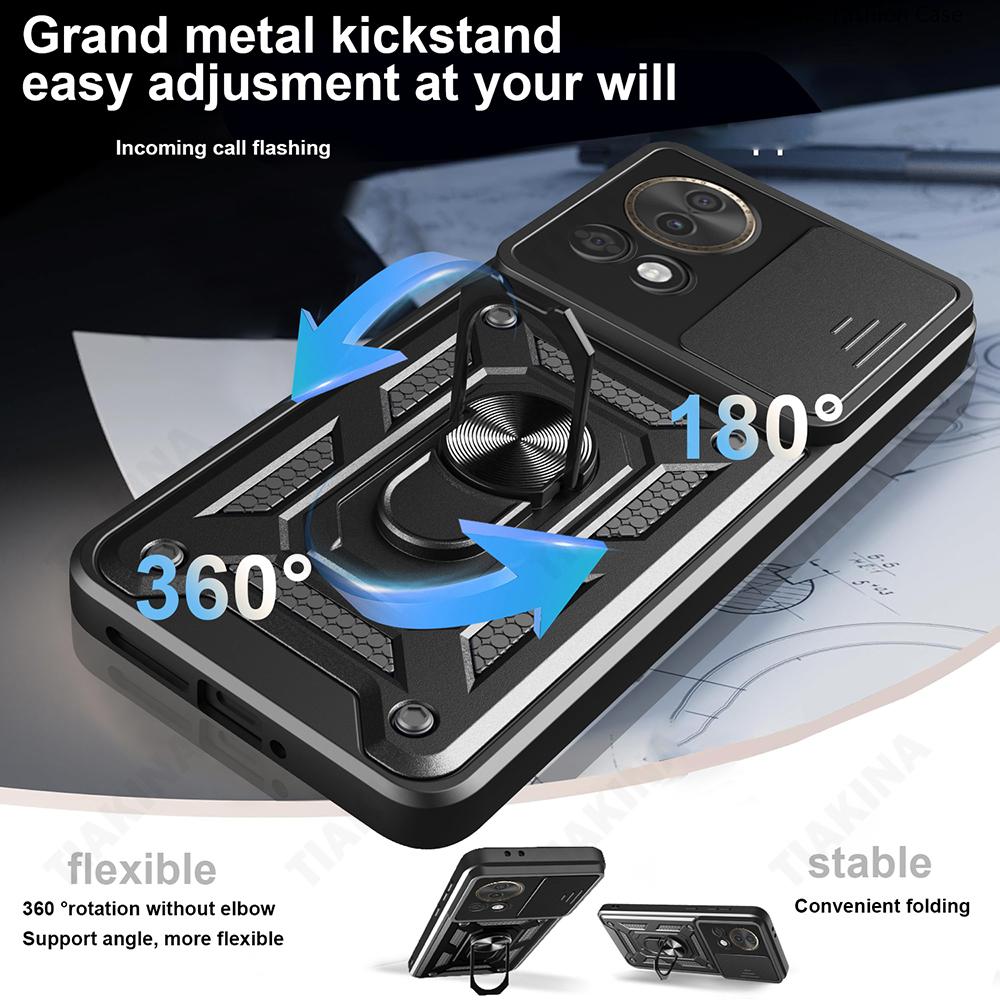Slide Lens Camera Protection Armor Funda for Huawei Nova 13 Pro Case Magnetic Ring Stand Cover for Huawei Nova 13 12 5G Case