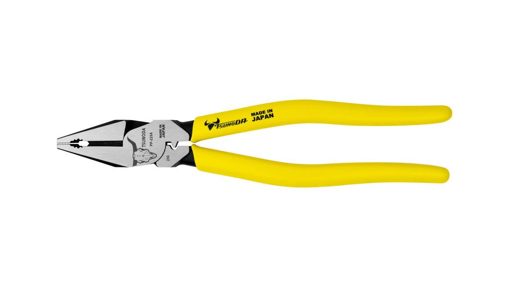 TSUNODA Power Pliers 225mm with Crimping for Electrical Work Electrician's Function, Offset, PP-225A