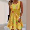 Sommer Damen Ärmelloses Westenkleid 3D Digitaldruck Modisches Temperament Figurbetont Bequem Weich Atmungsaktiv Minikleid
