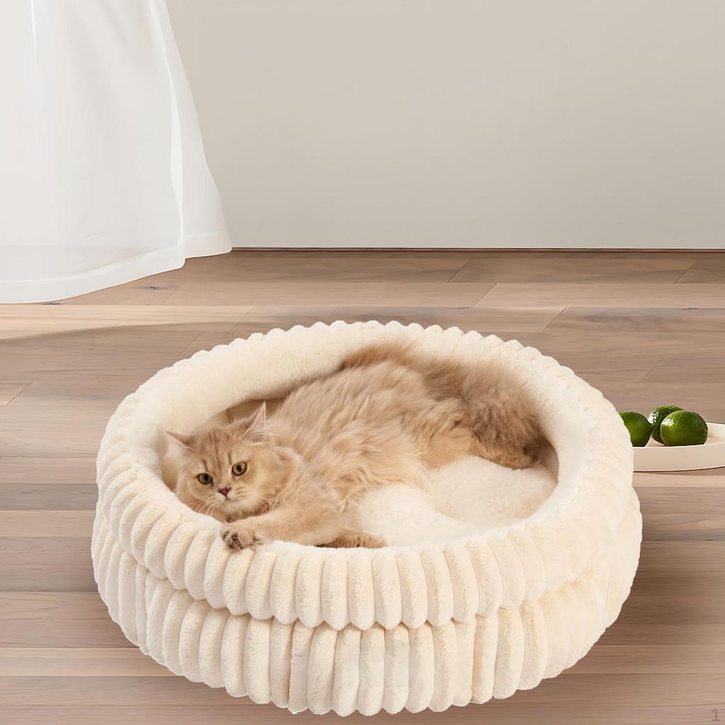 Rundes Haustierbett für Hunde und Katzen mit Wärmespeicherung, rutschfester Unterseite, Schlafmatte für den Innenbereich