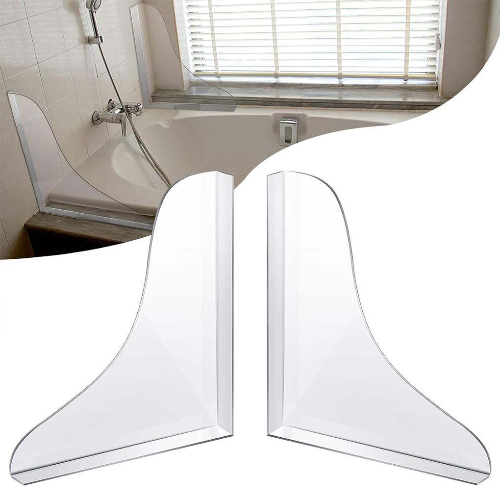 2PCS/SET Self- Adhesive Shower Splash Guard Acrylic Transparent Bathtub Water Guards Easy to Install Wash Basin Water Blocking