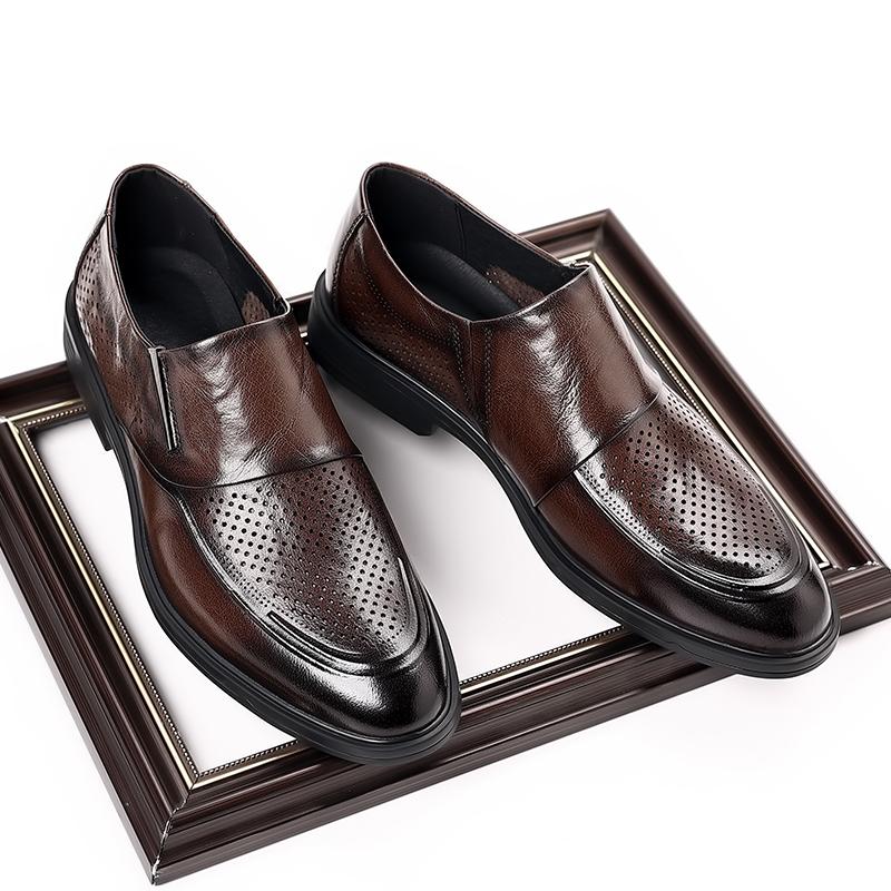 Fashion High Quality Brand High-end Business Shoes Men's Genuine Leather Shoes Thick Soled Breathable Men's Commuting Work Shoes