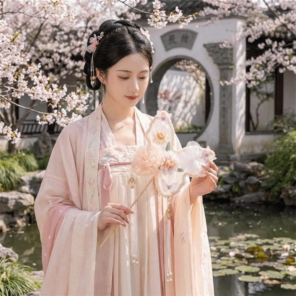 Handmade Butterfly Handheld Fan Long Handled Dance Fan Chinese Style Fan  Artistic Performance