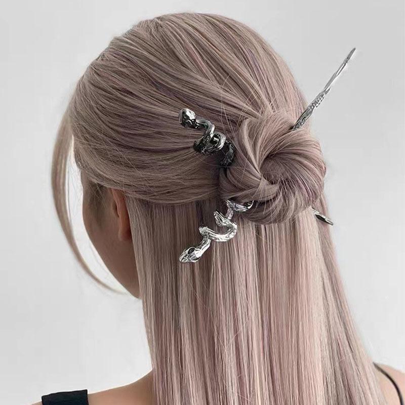 Chinese Punk Ruby Pendant Sword Hairpin Fashion Simple Modern Headdress Back Of The Head Pan Hair Ornament Fashion Retro New