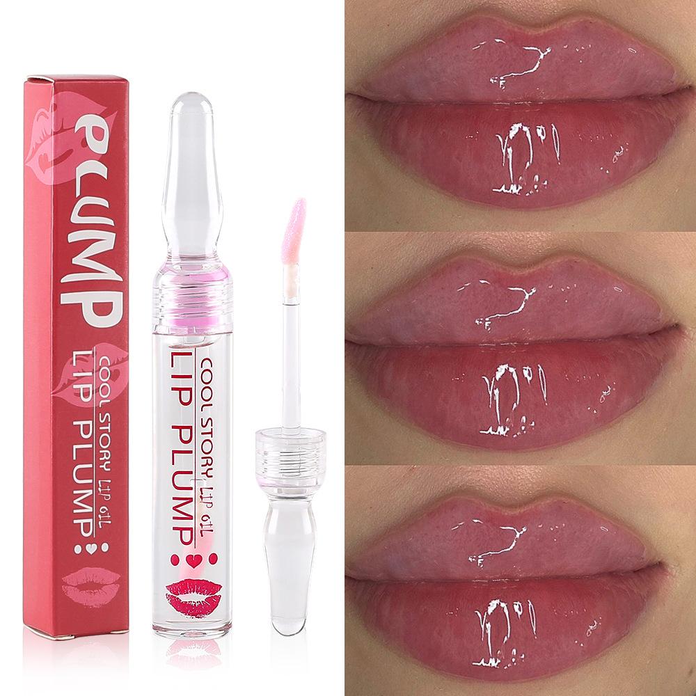 Lip Plumping Ampulle, kleines Lippenöl, feuchtigkeitsspendend, wasserdicht, feuchtigkeitsspendend, Samt, feuchtigkeitsspendend, transparent, sexy Lipgloss, Lippenöl, Make-up