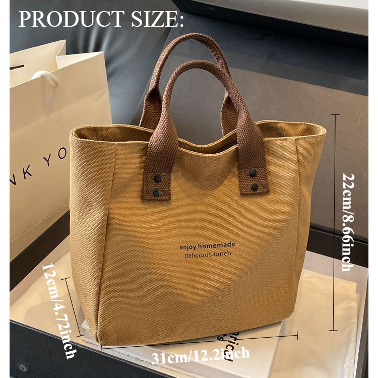 Canvas Tote Bag with Sturdy Handles for Shopping and Lunch