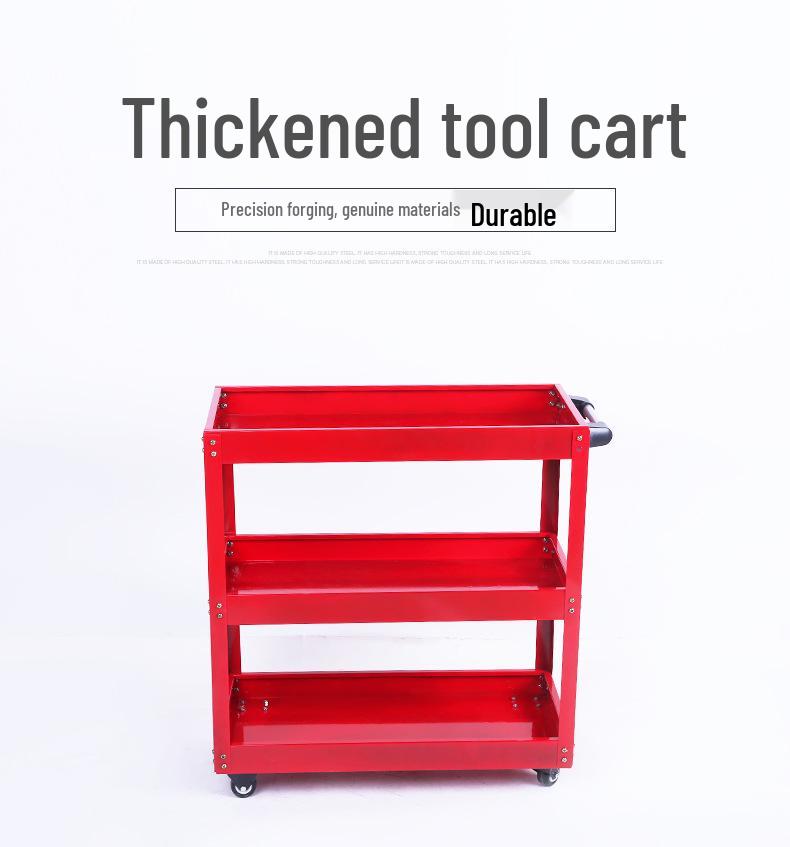 Thickened Three-Layer Tool Cart for Maintenance and Auto Repair Thickened Red Cart