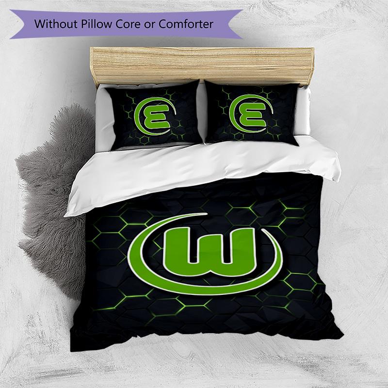 Juego de Ropa de Cama Estampado de 3 Piezas del VfL Wolfsburg FC Transpirable Funda Nórdica con Fundas de Almohada Ropa de Cama Decorativa para Dormitorio Hogar