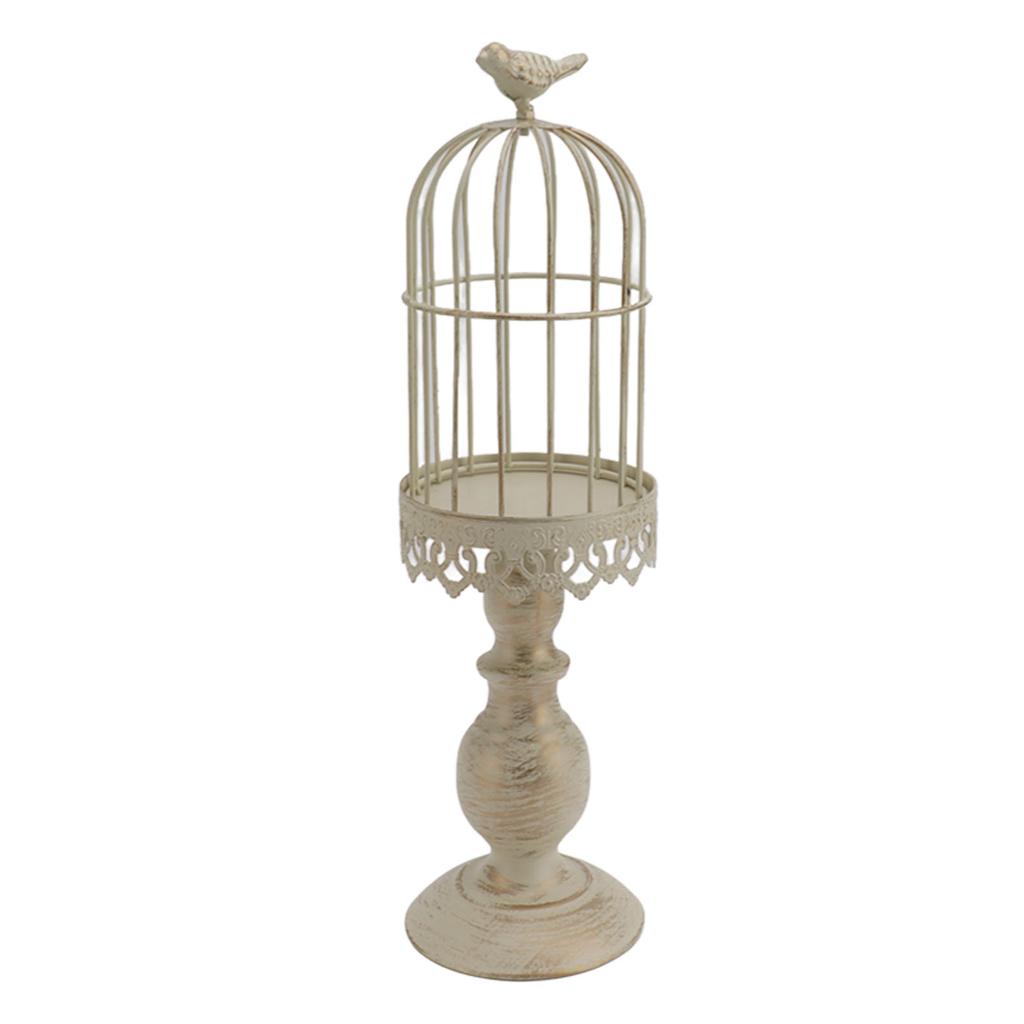 Vintage Candle Holder Iron Bird Cage Shape Candlestick Detachable Stable Base Desktop Decoration for Bedroom Restaurant Hotel