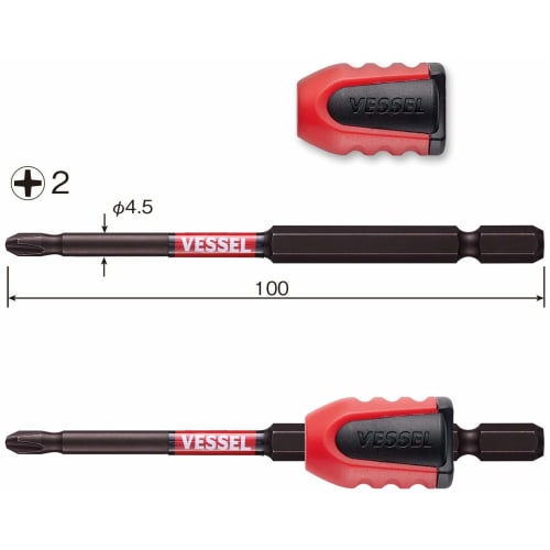 VESSEL Stepped Sakibo Bit with Screw Mag Catcher Stepped (+) 2X100mm 1 Piece NMCS16210
