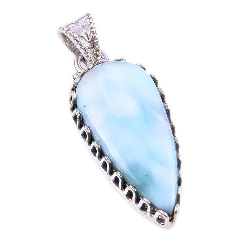 Natural Republic Larimar Gemstone 925 Solid Sterling Silver Pendant 1.50'' m6v67