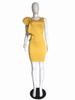 Ruffle Hem Bodycon Pencil Dress, European and American Mid-Length Style, Women's. Belt Not Included.