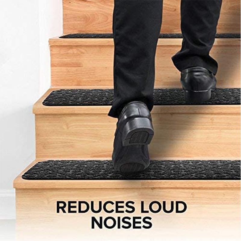 Soft Stair Step Pads with Diverse Embossing Self-adhesive Anti Slip Absorbent Properties Stair Carpet Rugs Protective Sticker Dirt Resistant Floor Mat