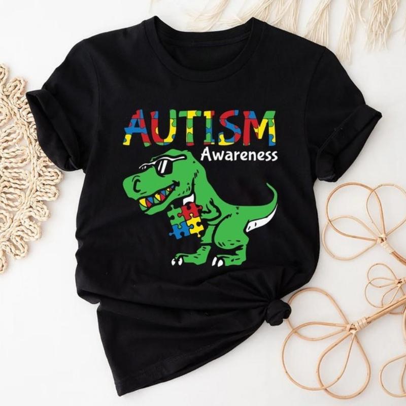 Autism Dino Awareness Shirt Autism Support TShirt Gift for Special Education Teacher Puzzle Piece Shirt Special Education S