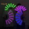 2 Pcs LED Lighted Dance Fans Foldable Handheld Rave Fans Light-up Folding Fans for Stage Performance Birthday Party Wedding