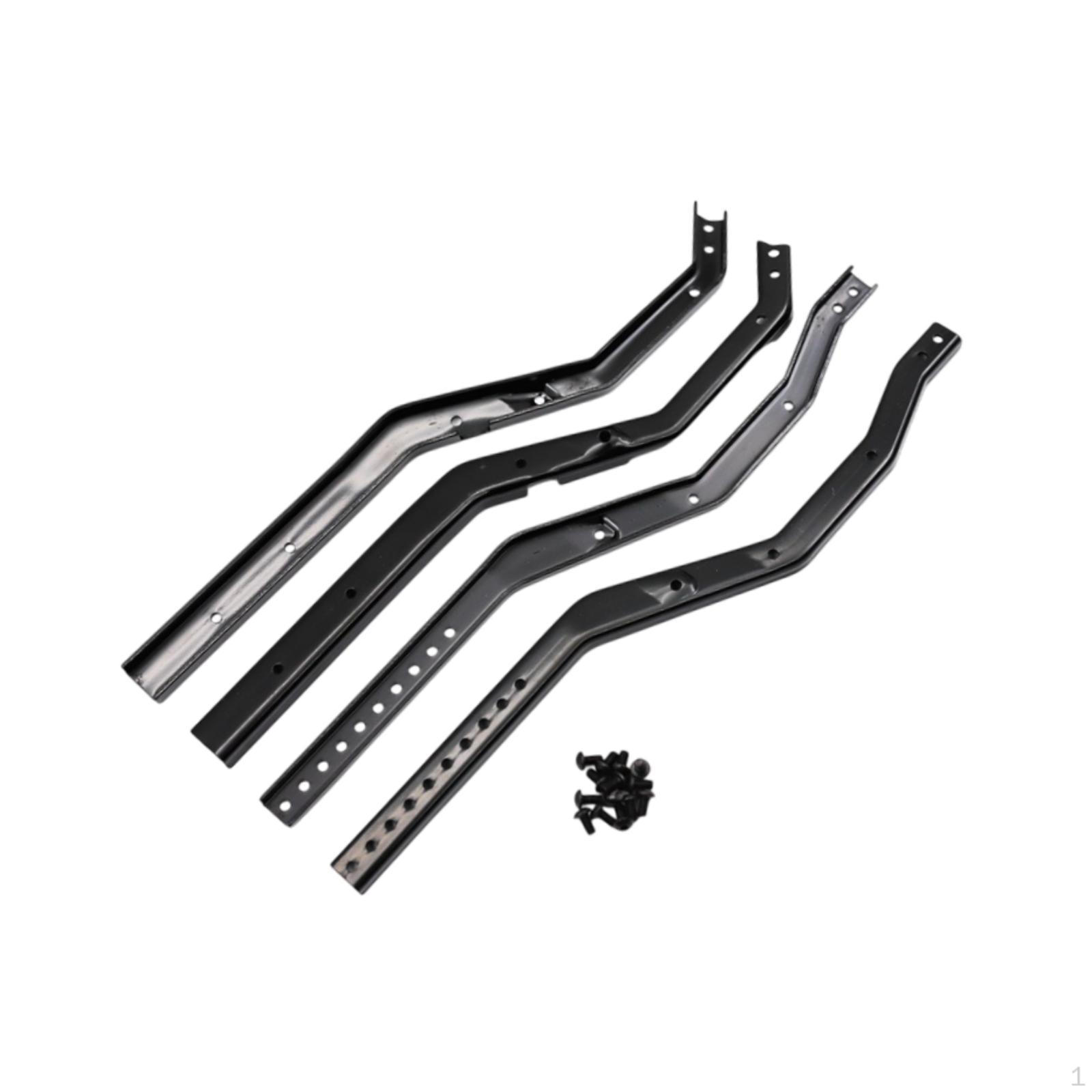 

4 Pieces 1/10 RC Car Chassis Frame Rails Metal Rail Set Easy to Install Upgrade for SCX10 III чорний