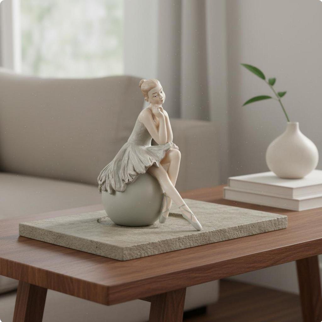 Figurina Ballerina Stile Artistico Scultura Ragazza Design Elegante Statua Ballerina per