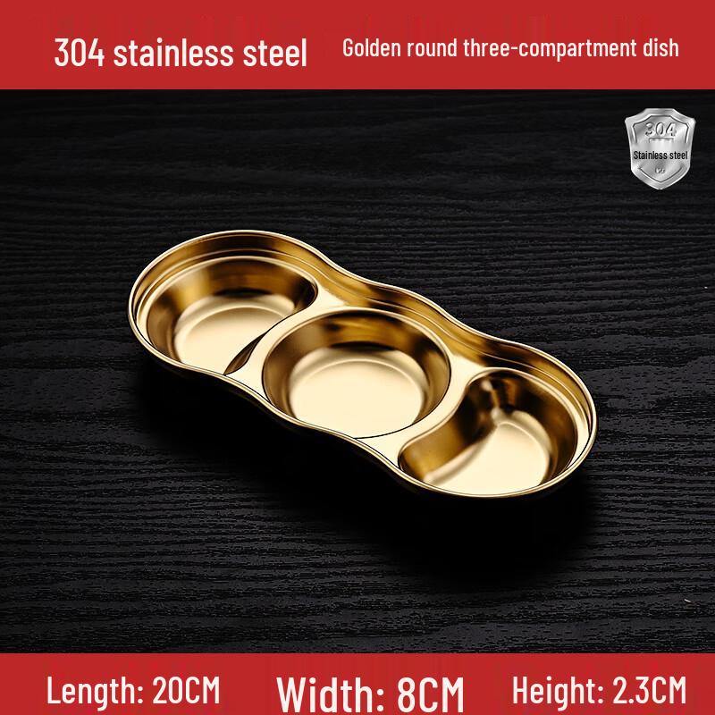 Molona Gold 3-Compartment Stainless Steel Dipping Dish Set (10 Pack)