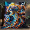 1pc Bright Octopus Pattern HD Printed Blanket - Soft Warm Fleece Sofa Bed Travel Office All-Season Lightweight Geometric Design,