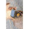 925 Sterling Silver Rectangular Model Onyx Stone Silver Men's Ring