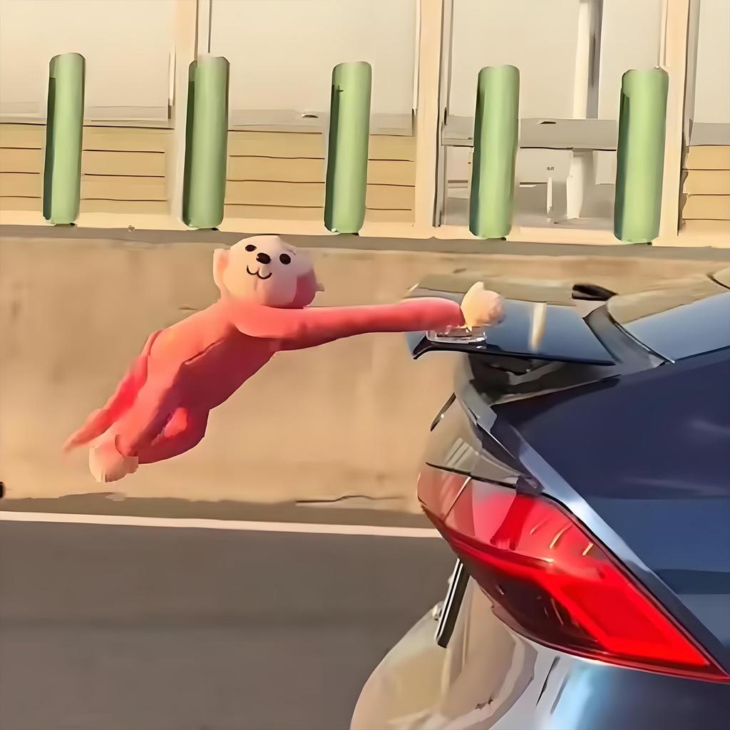 Tail-Wind Monkey For Cars,Adorable Hanging Wind-Braving Gibbon Plush Animal Car Tail Exterior & Window Interior Accessory Decor