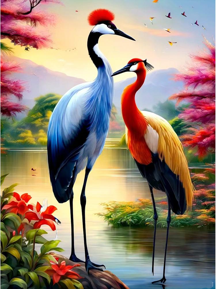 Animals 5D Diamond Painting Bird Red crowned Crane Diamond Inlay Set with Square/Round Embroidery DIY Home Decoration Gift