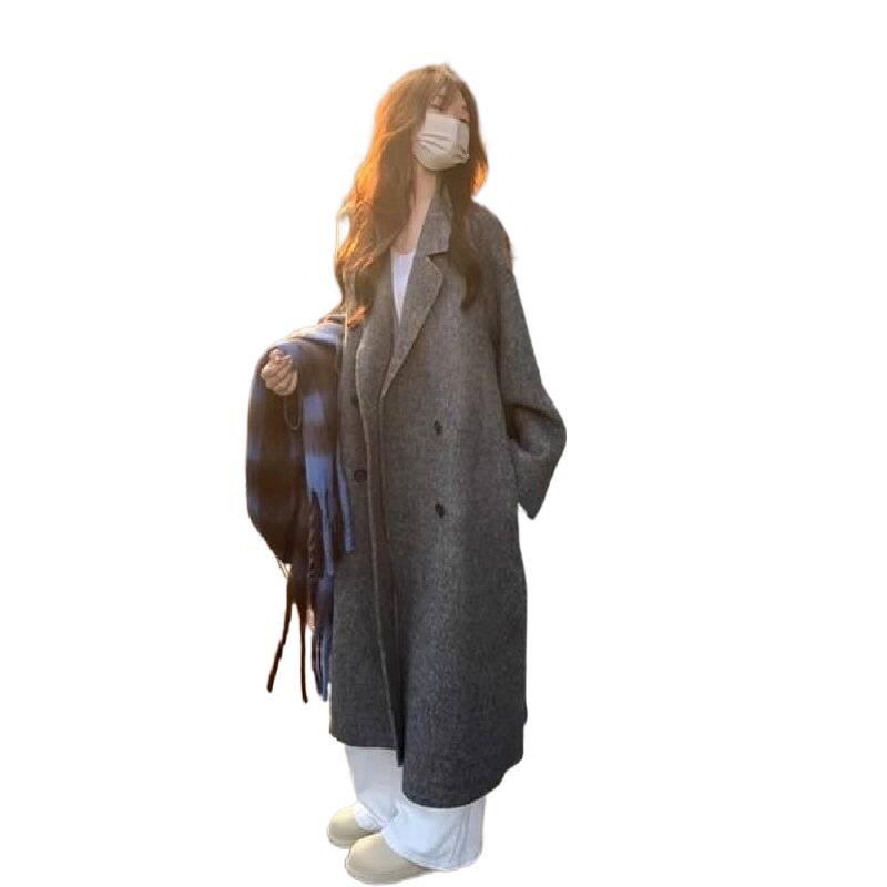 2025 Korean Style Wool Mid-Length Over-the-Knee Coat