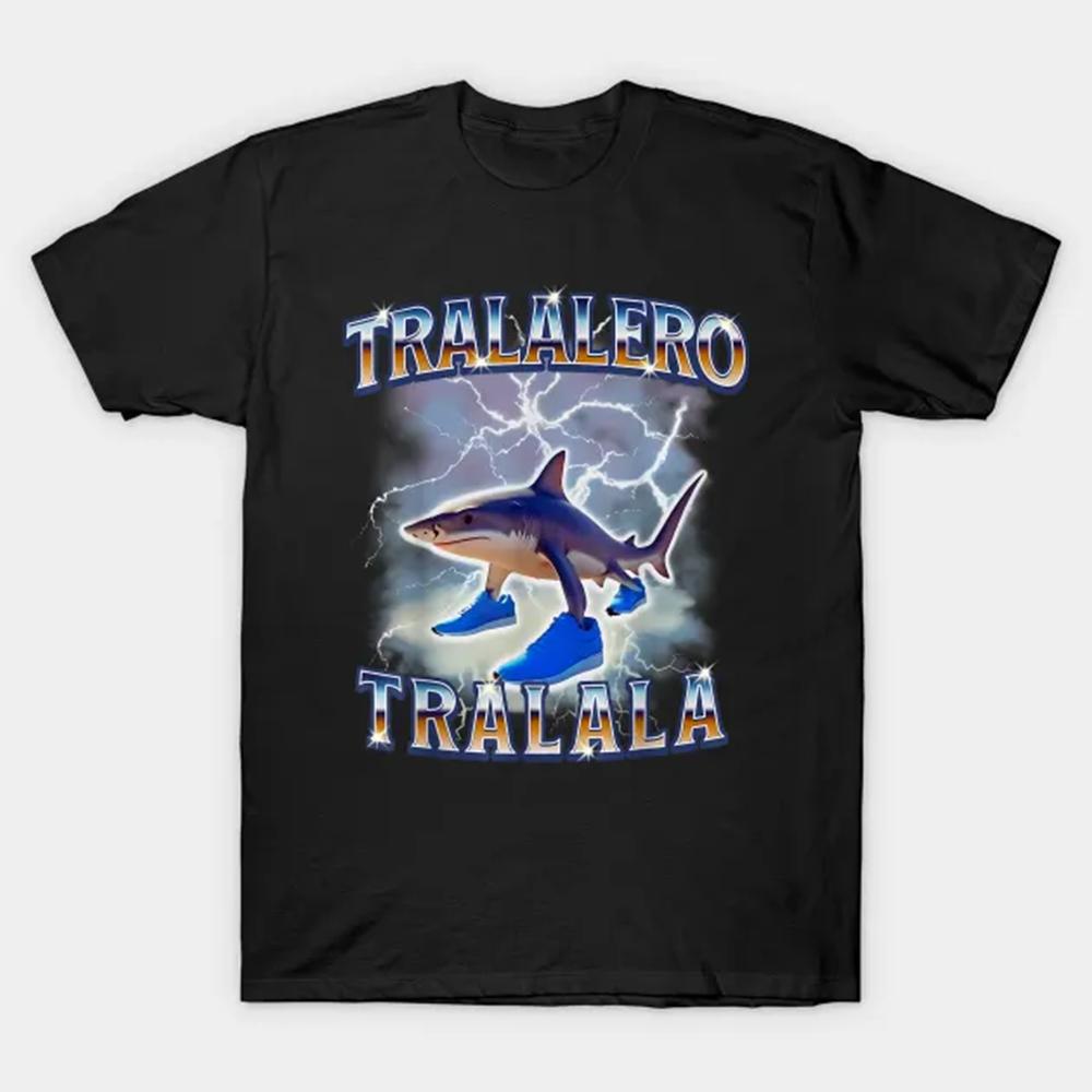 Tralalero Tralala Italian Funny Shark Expression T-shirt Men's Fashion Casual Humor T-shirt Unisex Summer Tops Oversized T-shirt