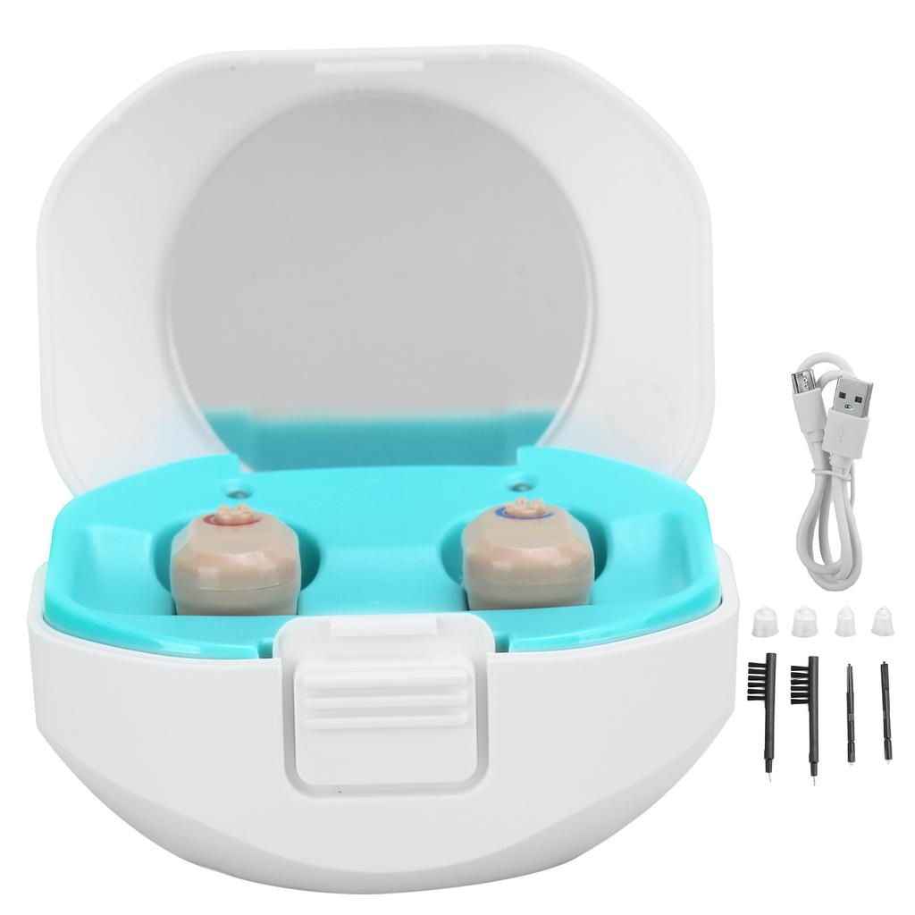 Double Direct Charge Hearing Aid Earphone Ear Aid with Charge Compartment Flesh Color