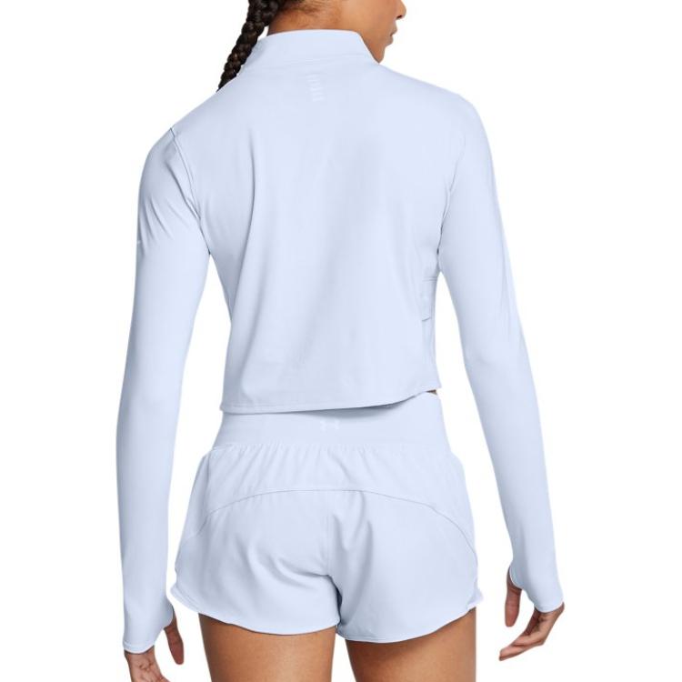 Under Armour Launch Elite Running Slim Fit Short Stand Collar Long Sleeve Raglan T-Shirt Women Tops Cloud-Blue 1386338-464
