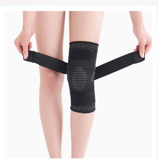 Knee Brace with Strap - Silicone Non-, High Elastic Support for Running, Basketball, Climbing - Knit Design Athletic Knee Protector L