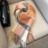 British plaid pure wool scarf winter women's retro blue girls couple versatile warm scarf men's gift