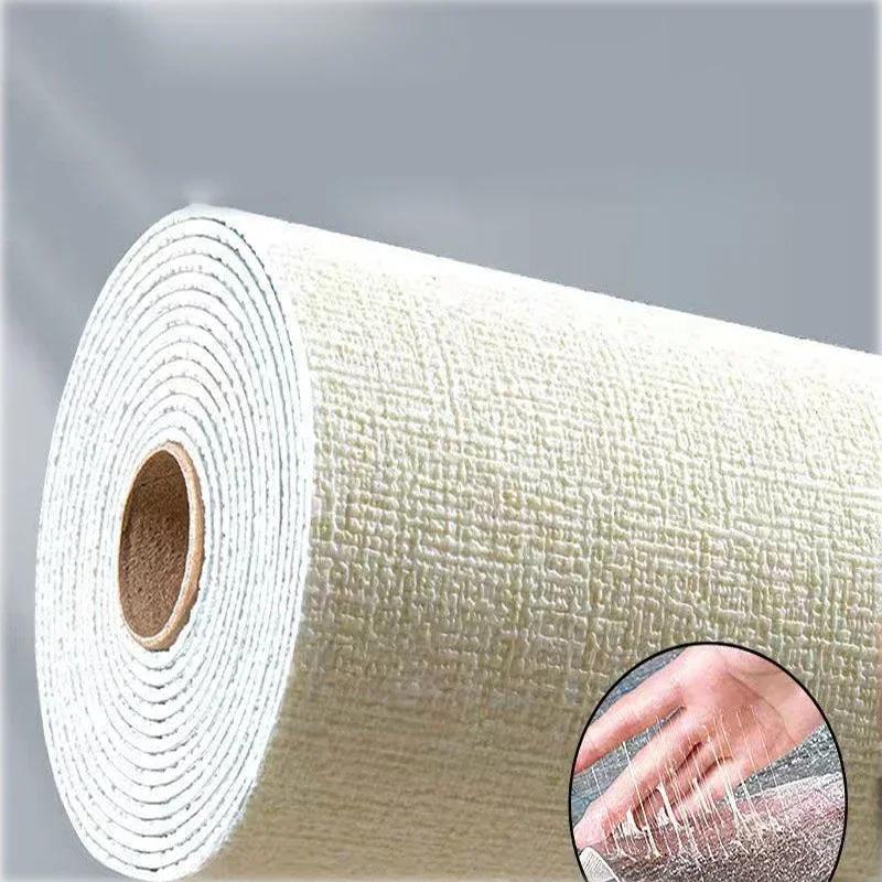 3D Self-Adhesive Linen Wallpaper Continuous Waterproof Wall Stickers Living Room Bedroom Kitchen Cabinet Waterproof Wall Sticker