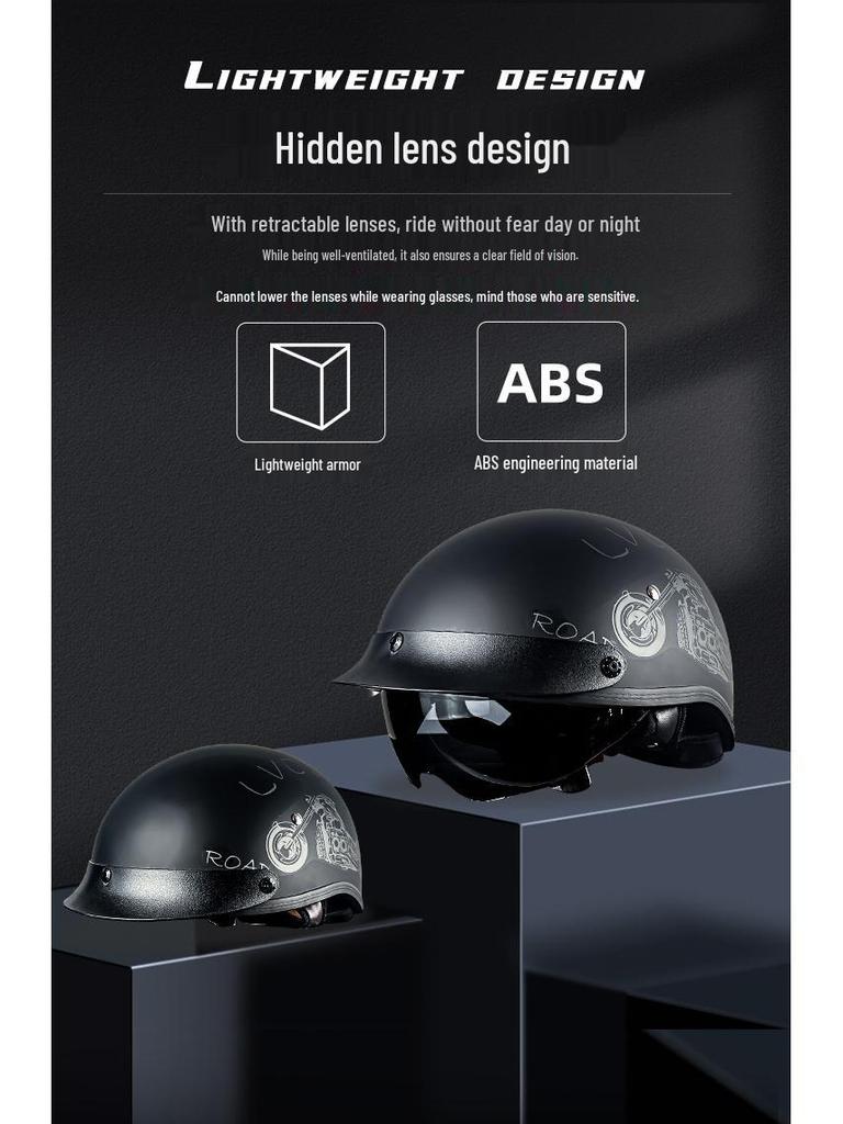 DOT Certified Retro Motorcycle Helmet, Class A Electric Vehicle Safety Helmet, Summer.