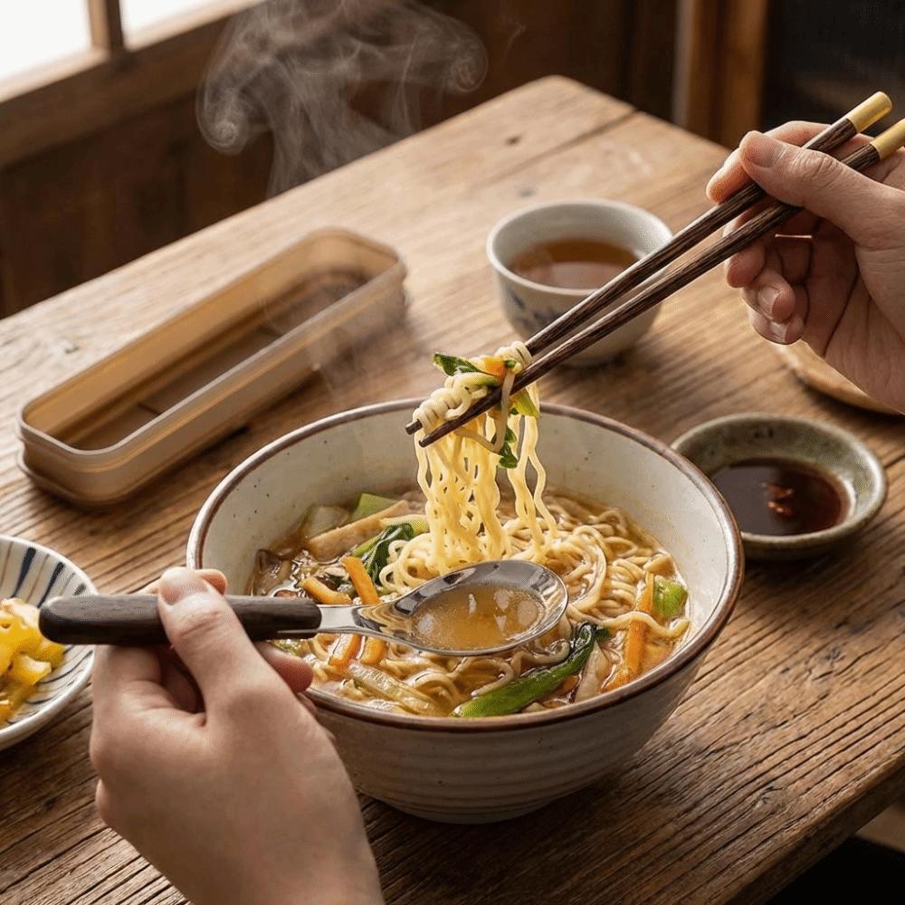 Wood Grain Handle Wooden Chopsticks Set Japanese Style Two-Piece Tableware  Student Use