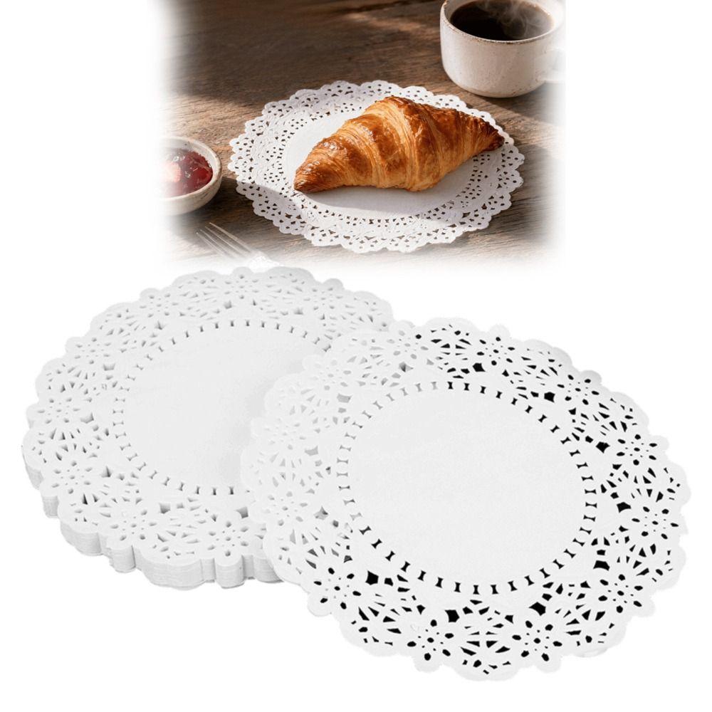 150 stk Hvite Engangs Papirservietter Runde Bakepapirservietter Bryllup Bursdag
