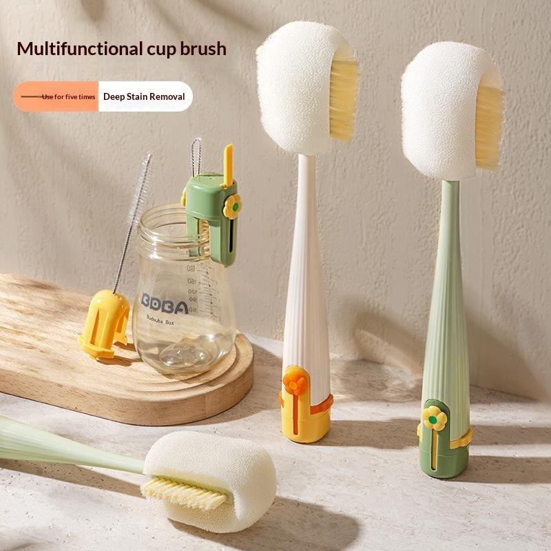 Multifunctional Bottle Cup Brush 5 In 1 Detachable Sponge Cleaning Brush For Baby Bottles Water Cups Household Cleaning