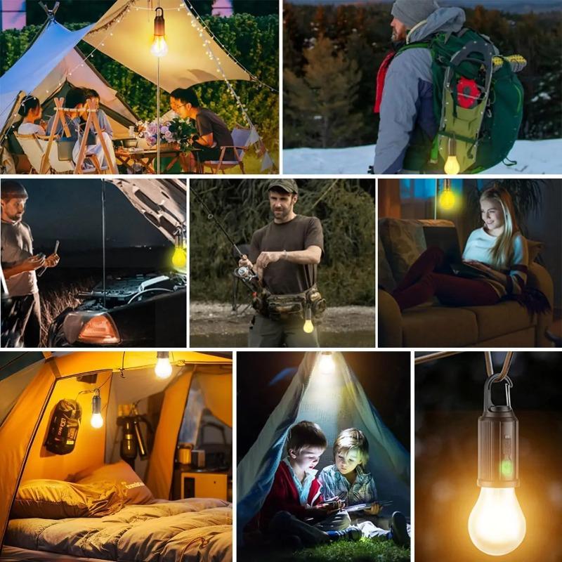 1-10PCS Solar Powered LED Lighting Hanging Lights Outdoor Tent BBQ Atmosphere Light Portable Waterproof Camping Light