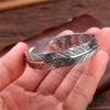 Tang Grass Pattern Feather Bracelet, Men's Trendy, Ancient Silver, Personalized, Versatile, Retro Open Bracelet