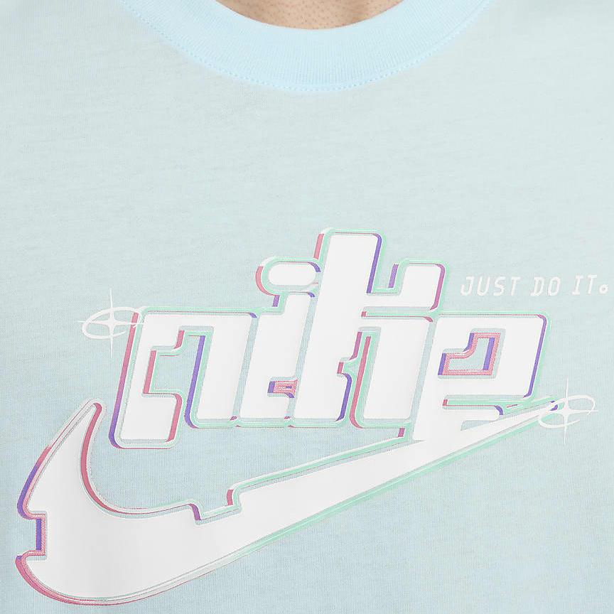 Nike Sportswear Logo Print Breathable Outdoor Casual Sports Crew Neck Short Sleeve T-Shirt Men T-Shirts Glacier-Blue FV3746-474