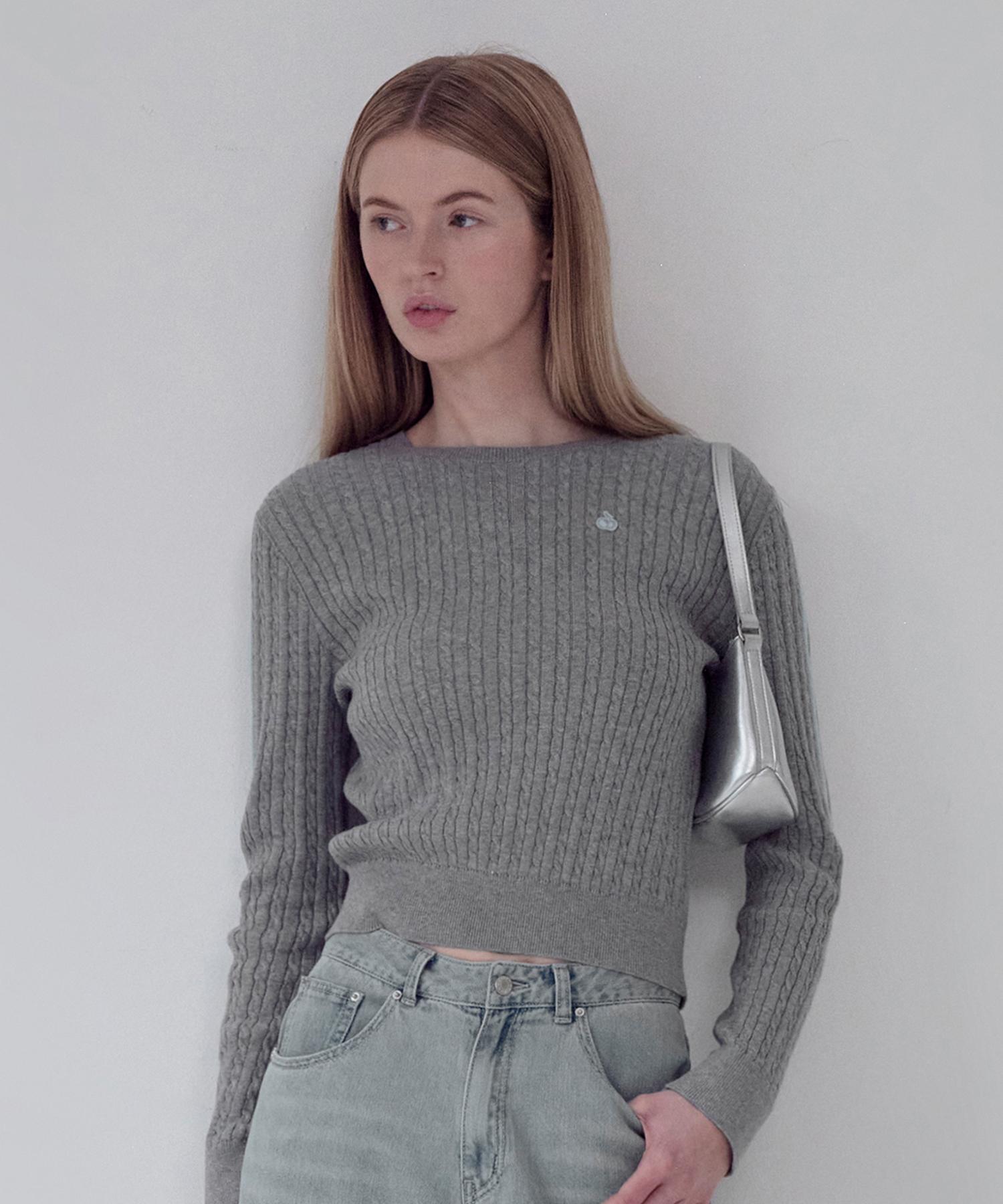 Kirsh Plain Line Point Cable Knit [Melange Gray] 1