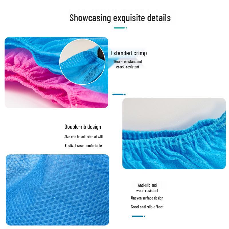 Thickened Non-Woven Disposable Shoe Covers - Extra Large, Full Elastic Fit for Adults and Children