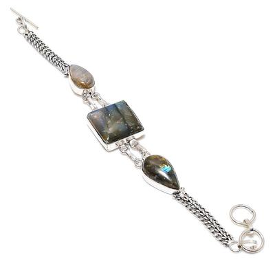 Labradorite Gemstone 925 Sterling Silver Bracelet 7-8" b8R11