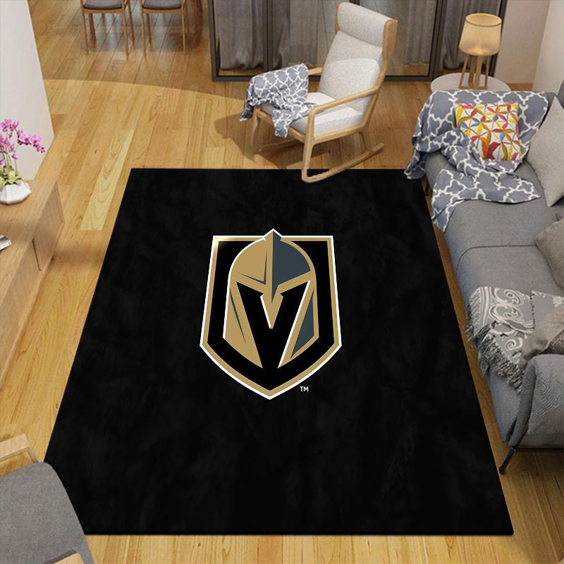 Vegas Golden Knights2 Flannel Pattern Square Carpet,Area Rug,Carpet Rug for Living Room Bedroom Sofa Playroom Decor,Non-slip Floor Mat