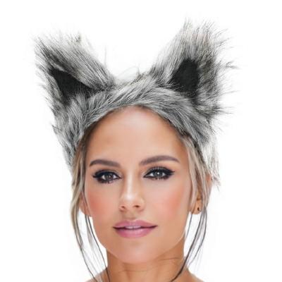 Fascia con Orecchie da Gatto e Volpe in Pelliccia Sintetica per Donne Halloween Cosplay Costume Accessori per Capelli Cerchietto con Orecchie di Animale Peloso