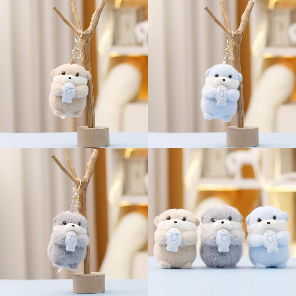 Cute Sea Otter Plush Doll With Short Faux Fur For Bag Pendant And Gift