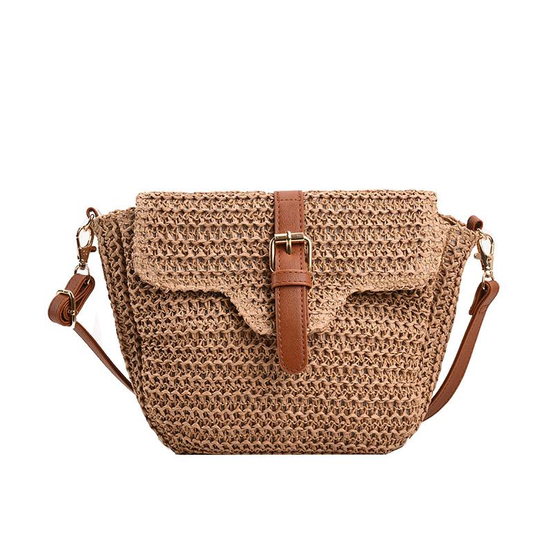 

Женская плетеная соломенная кожаная сумка через плечо, одинарный плетеный кроссбоди, повседневный модный дизайн, популярный