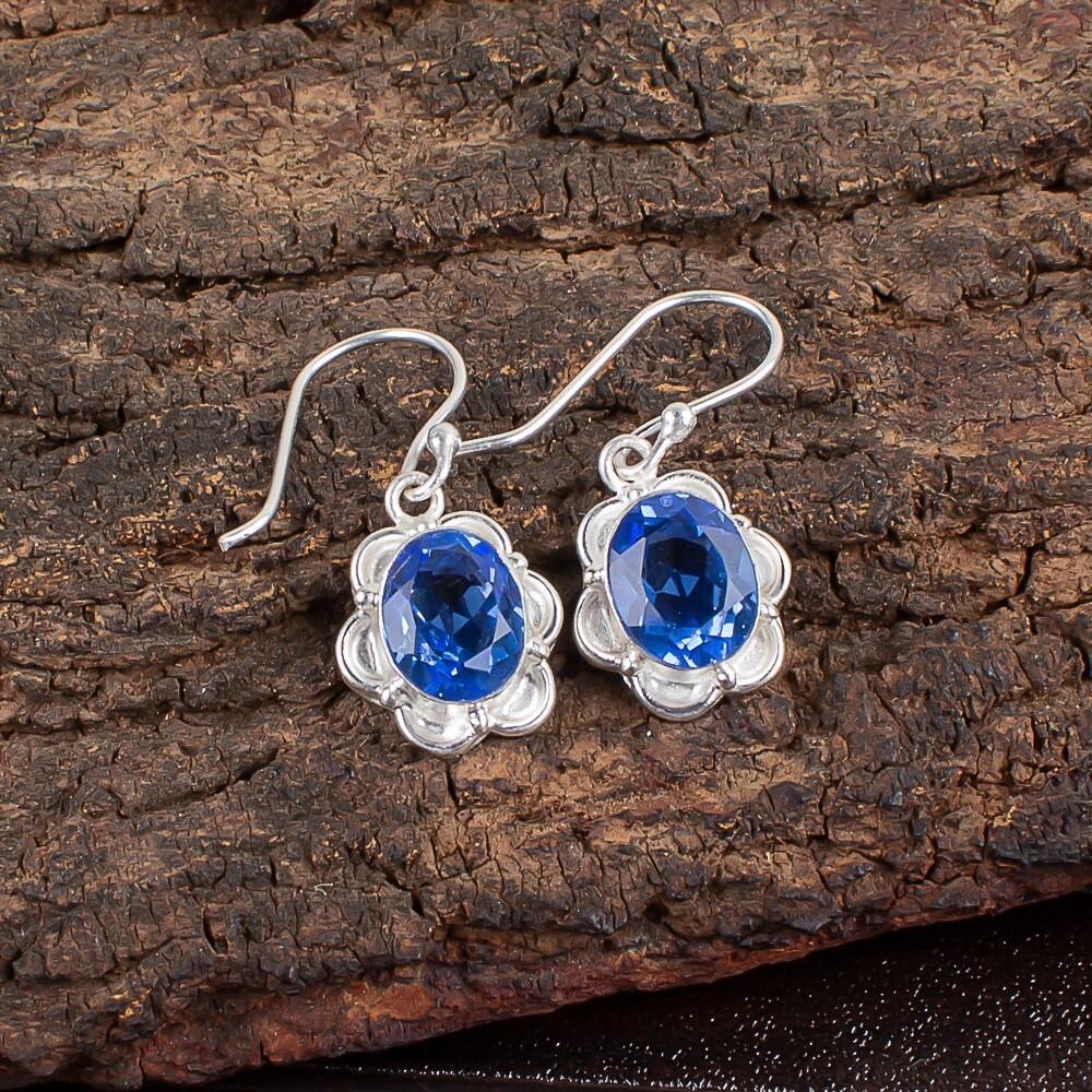 

Натуральный Танзанит Драгоценный Камень Ювелирные Изделия из Стерлингового Серебра 925 пробы Ручной Работы Серьги 1,30 EE-11-4