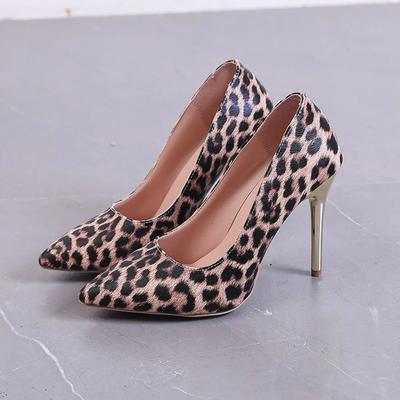 Fashion Leopard Print High Heels 2025 Autumn New Stiletto Sexy Pointed Toe Single Shoes Plus Size Shoes for Women