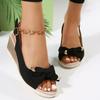 Bowknot Ladies Wedge Sandals 2026 Summer Patchwork Platform Sandles Women Back Strap Plus Size Sandalias Mujer 36-42
